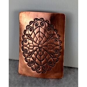 Copper etched pendant bail on back. Will accommodate a 1/4"Cord or chain NWT